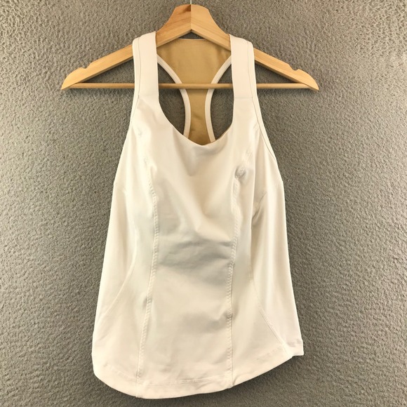 Lululemon White Workout Tank Top Racerback Activewear Women's Size 8 - Picture 1 of 8